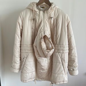Women's Cream Hooded Puffer Jacket